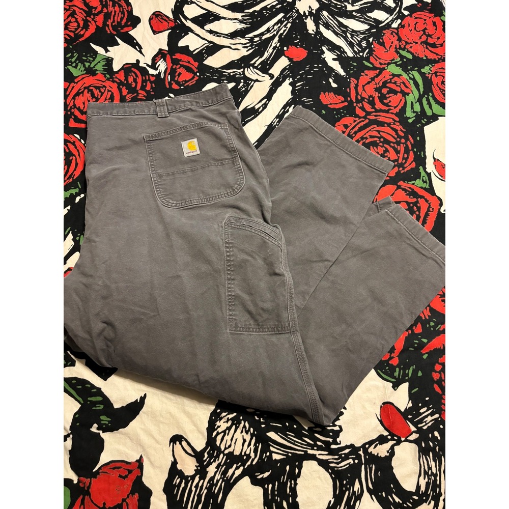 Carhartt Relaxed Fit Carpenter Pants Mens 48x32 Gray Canvas Utility Work